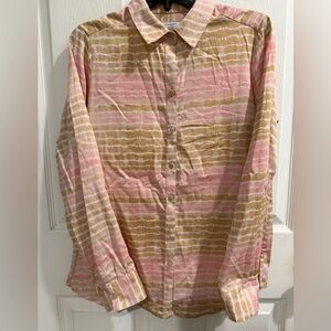 Foxcroft Pink and Tan Striped Non Iron Shirt